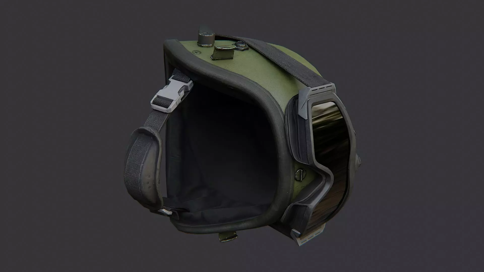 Russian Army Helmet with Goggles Low-poly 3D model_0