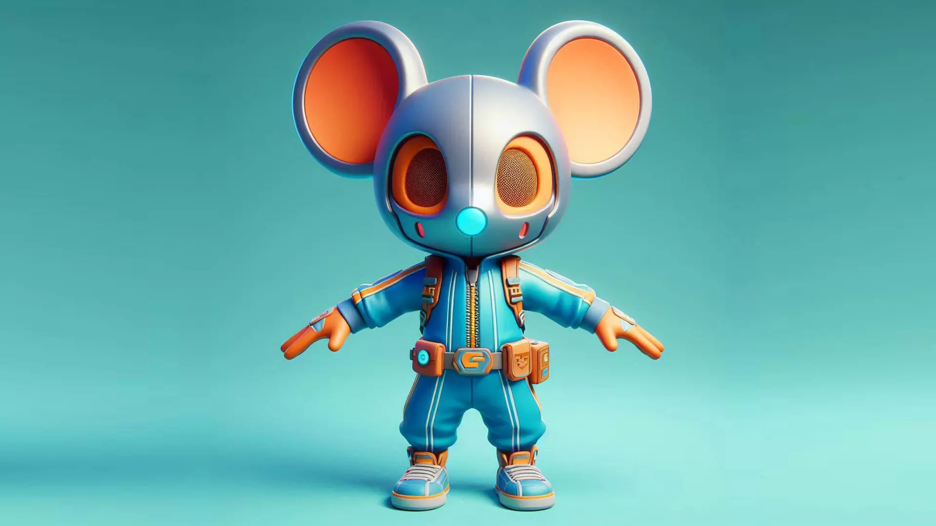 Futuristic Mouse Adventurer  Stylized 3D Game Character Low-poly 3D model_0