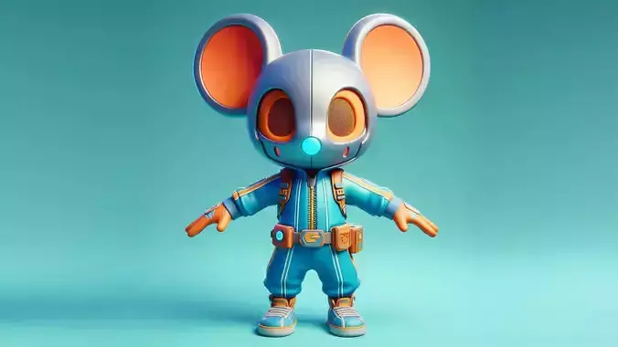 Futuristic Mouse Adventurer  Stylized 3D Game Character
