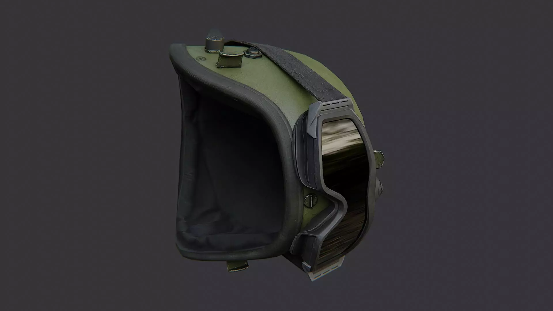 Russian Army Gas Mask Helmet with Goggles Low-poly 3D model_0