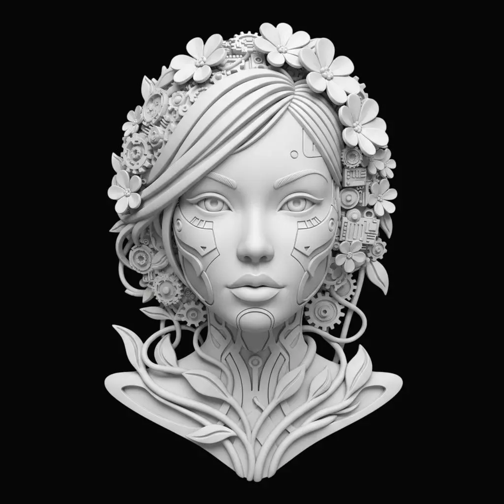 Cyberpunk Woman Bust Sculpture 3D print model