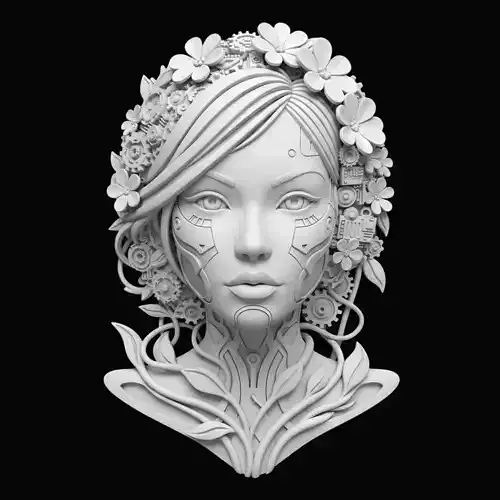 Cyberpunk Woman Bust Sculpture