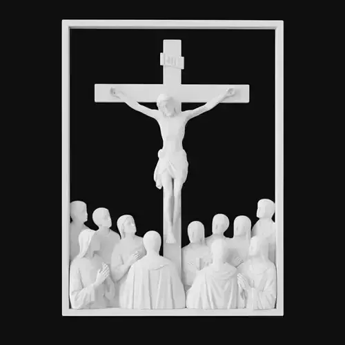 Jesus Crucifixion with Disciples Relief
