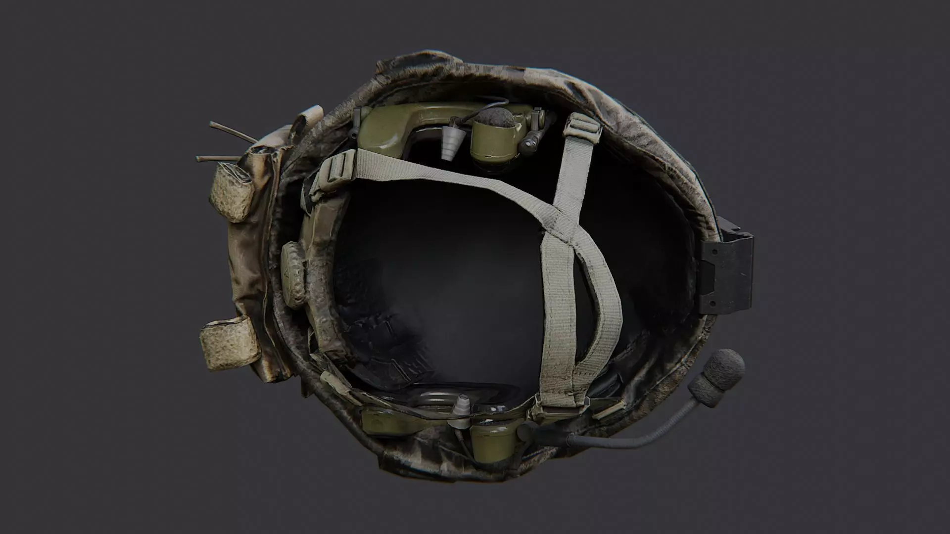 Usmc Tactical Helmet With Headset Low-poly 3D model_1