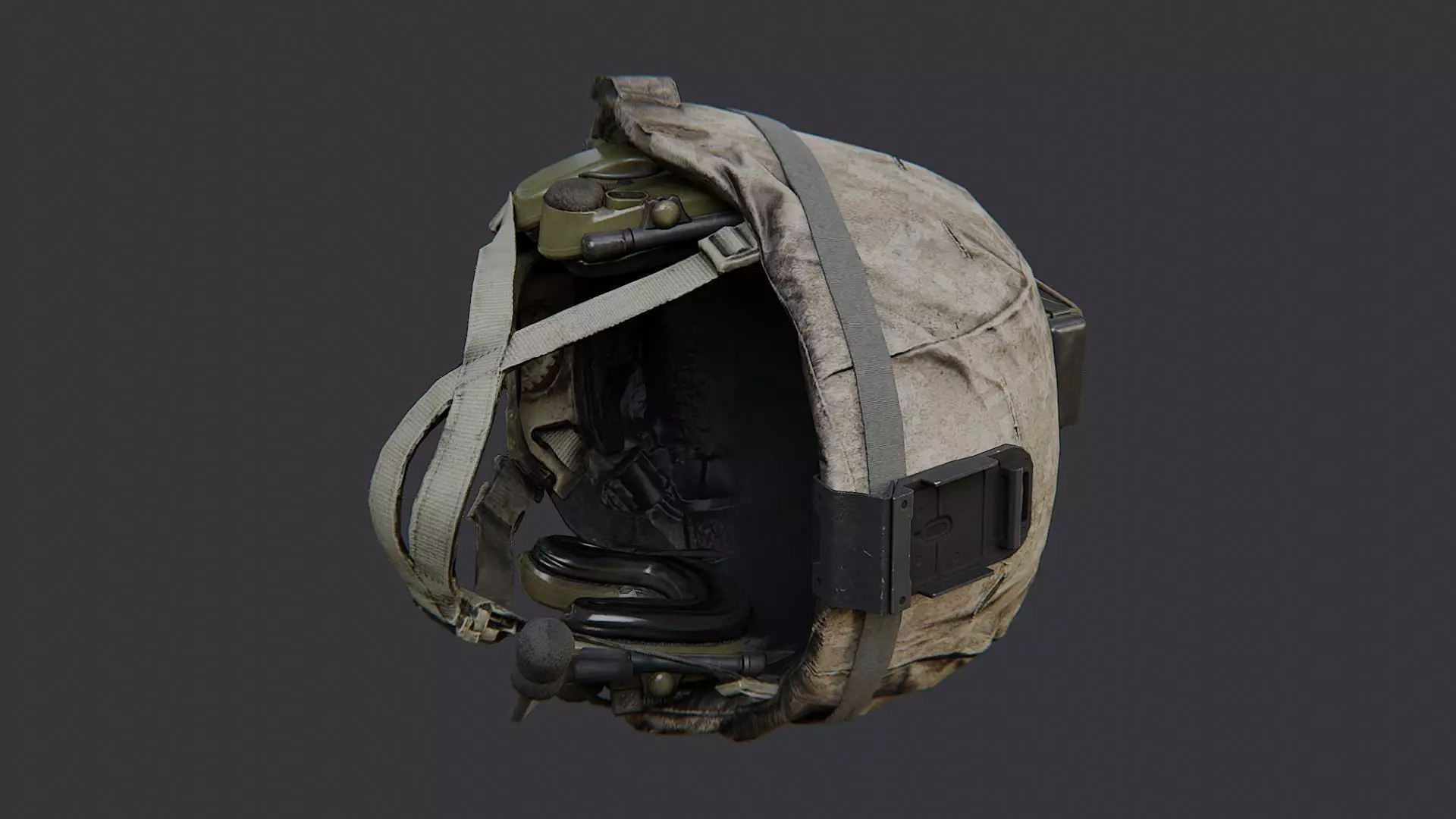 Usmc Tactical Helmet With Headset Low-poly 3D model_0