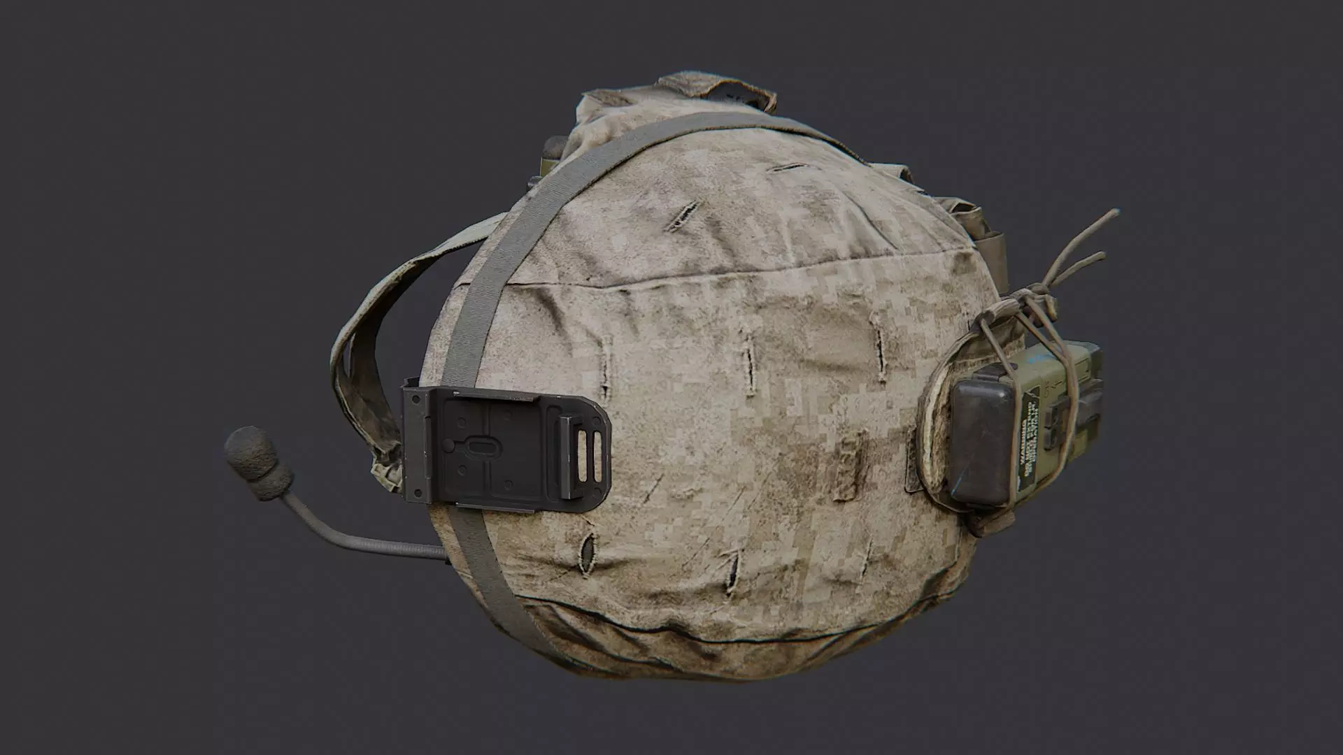 Usmc Tactical Helmet With Headset Low-poly 3D model_2