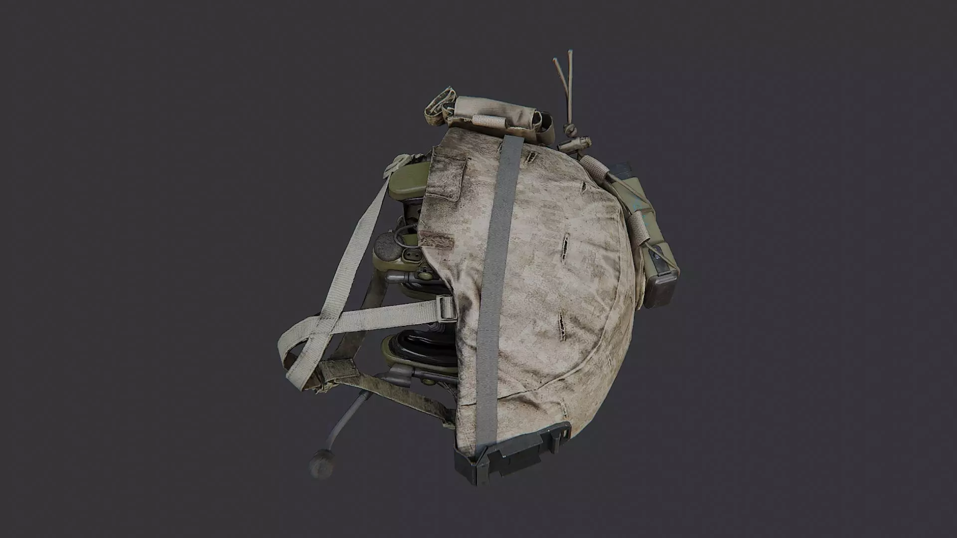 Usmc Tactical Helmet With Headset Low-poly 3D model_4