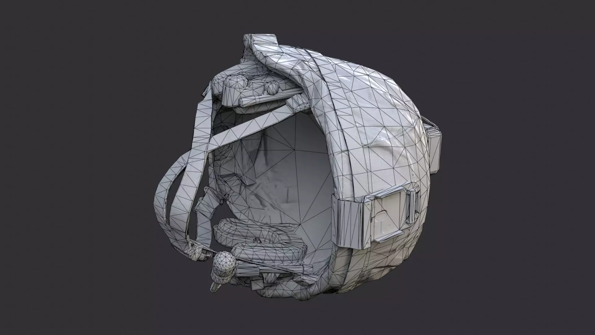 Usmc Tactical Helmet With Headset Low-poly 3D model_7