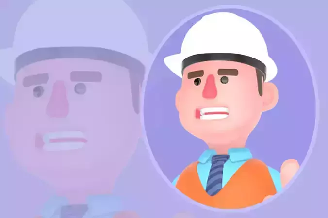 Stylized 3D Male Architect Character - Cartoon Thumbs Up