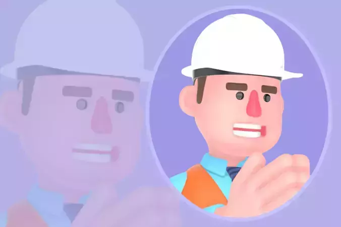 Stylized 3D Male Architect Character - Cartoon Serious Pose