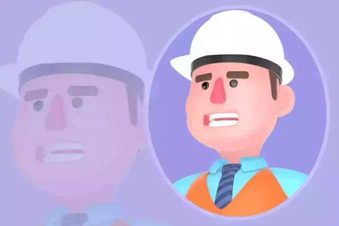 Stylized 3D Male Architect Character - Angry Pose