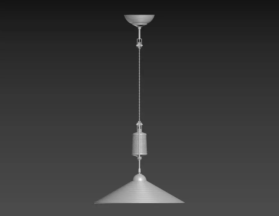 Rattan and brass potence ceiling lamp 3D model_8