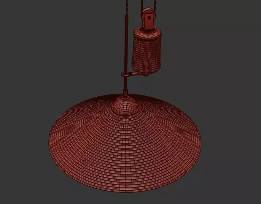 Rattan and brass potence ceiling lamp 3D model_10
