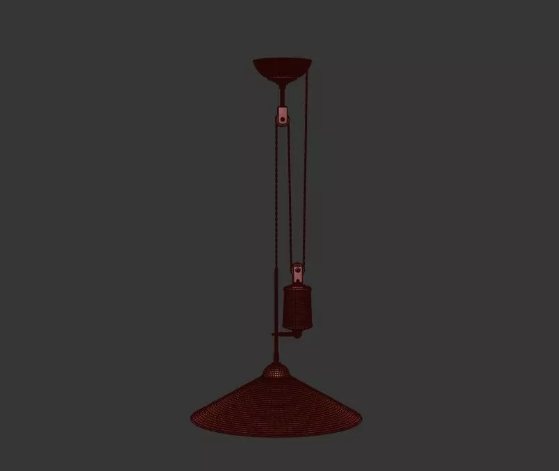 Rattan and brass potence ceiling lamp 3D model_11