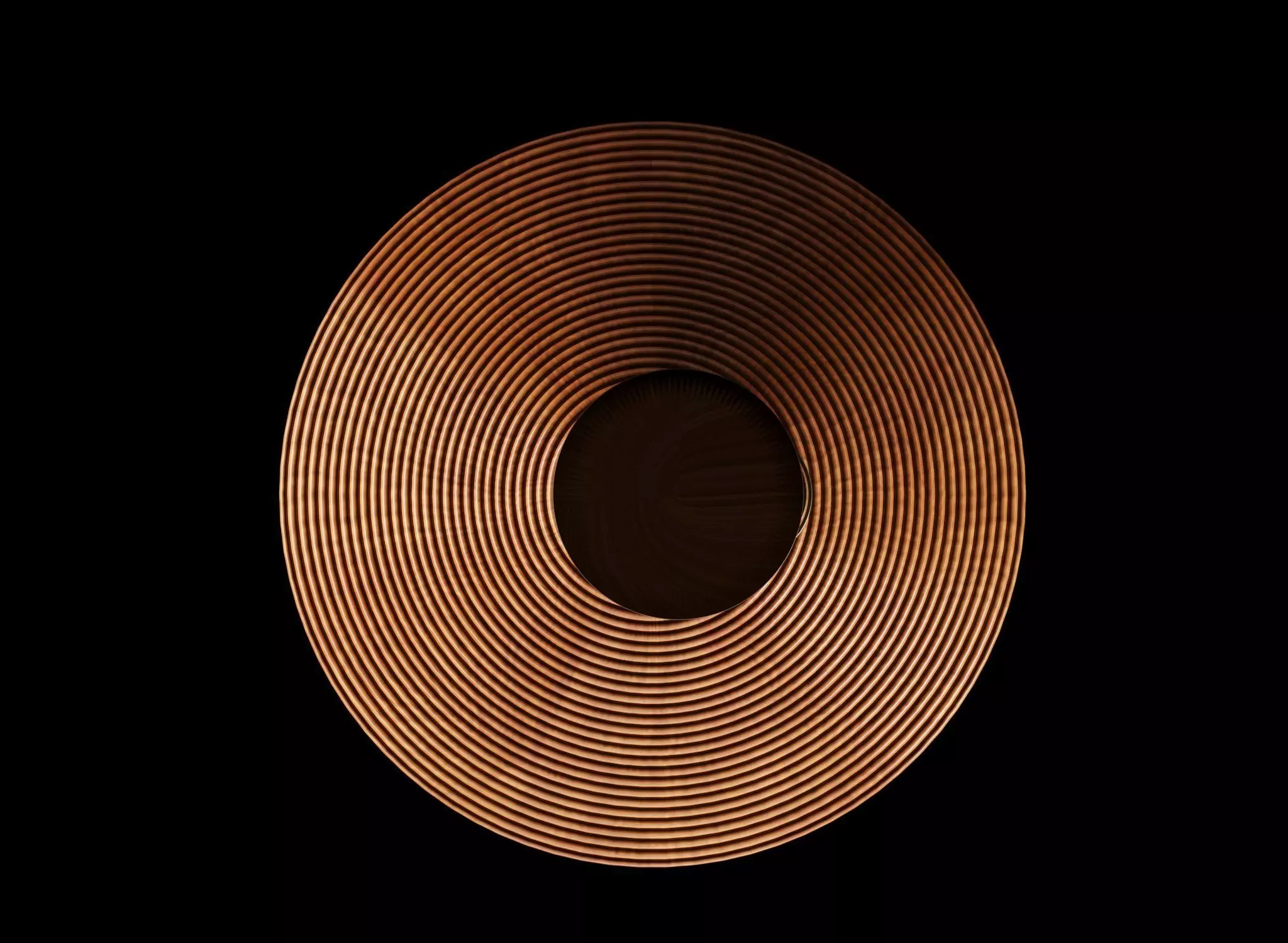 Rattan and brass potence ceiling lamp 3D model_5