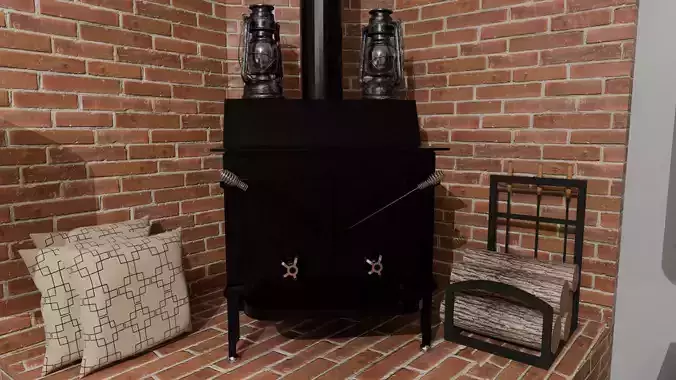 1980 Vintage Wood Heating Stove 3D model
