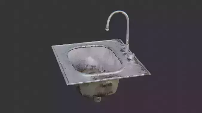 Metal kitchen sink with chrome faucet for interiors