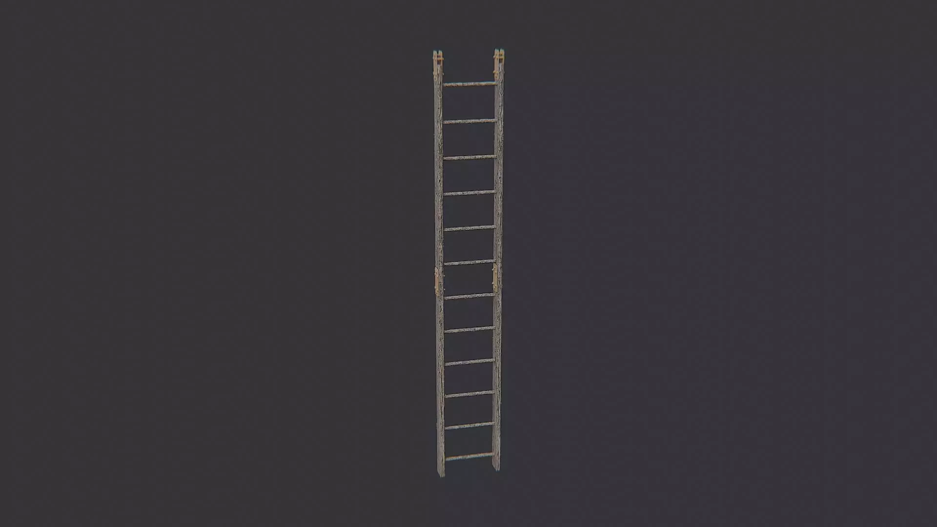 Rusty Wooden Ladder with Metal Rungs Low-poly 3D model_2
