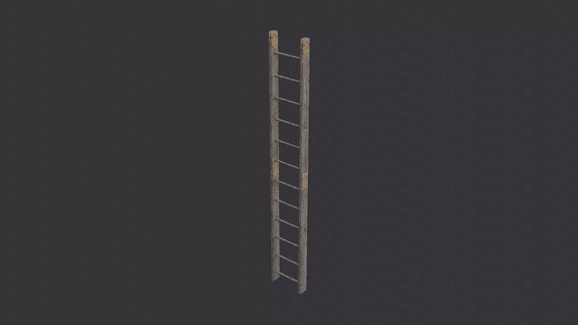 Rusty Wooden Ladder with Metal Rungs Low-poly 3D model_1