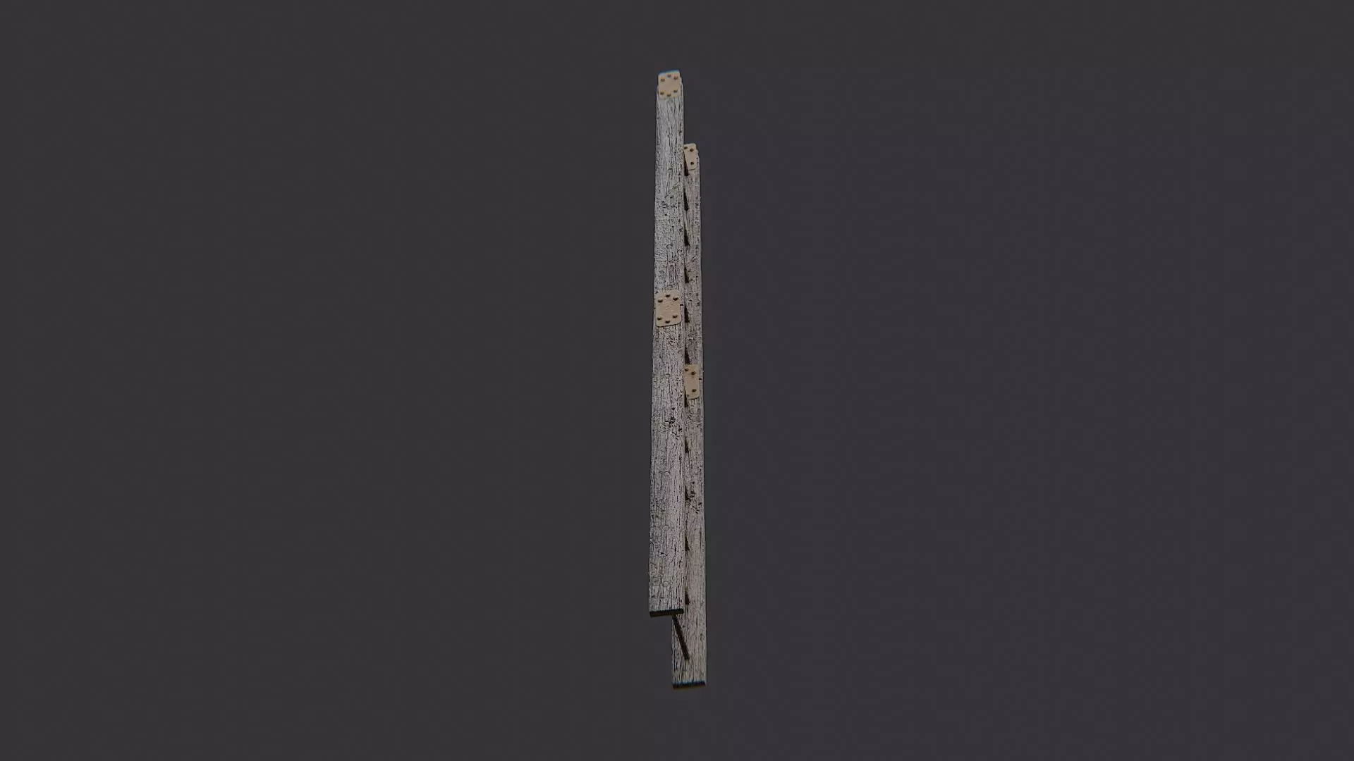 Rusty Wooden Ladder with Metal Rungs Low-poly 3D model_5