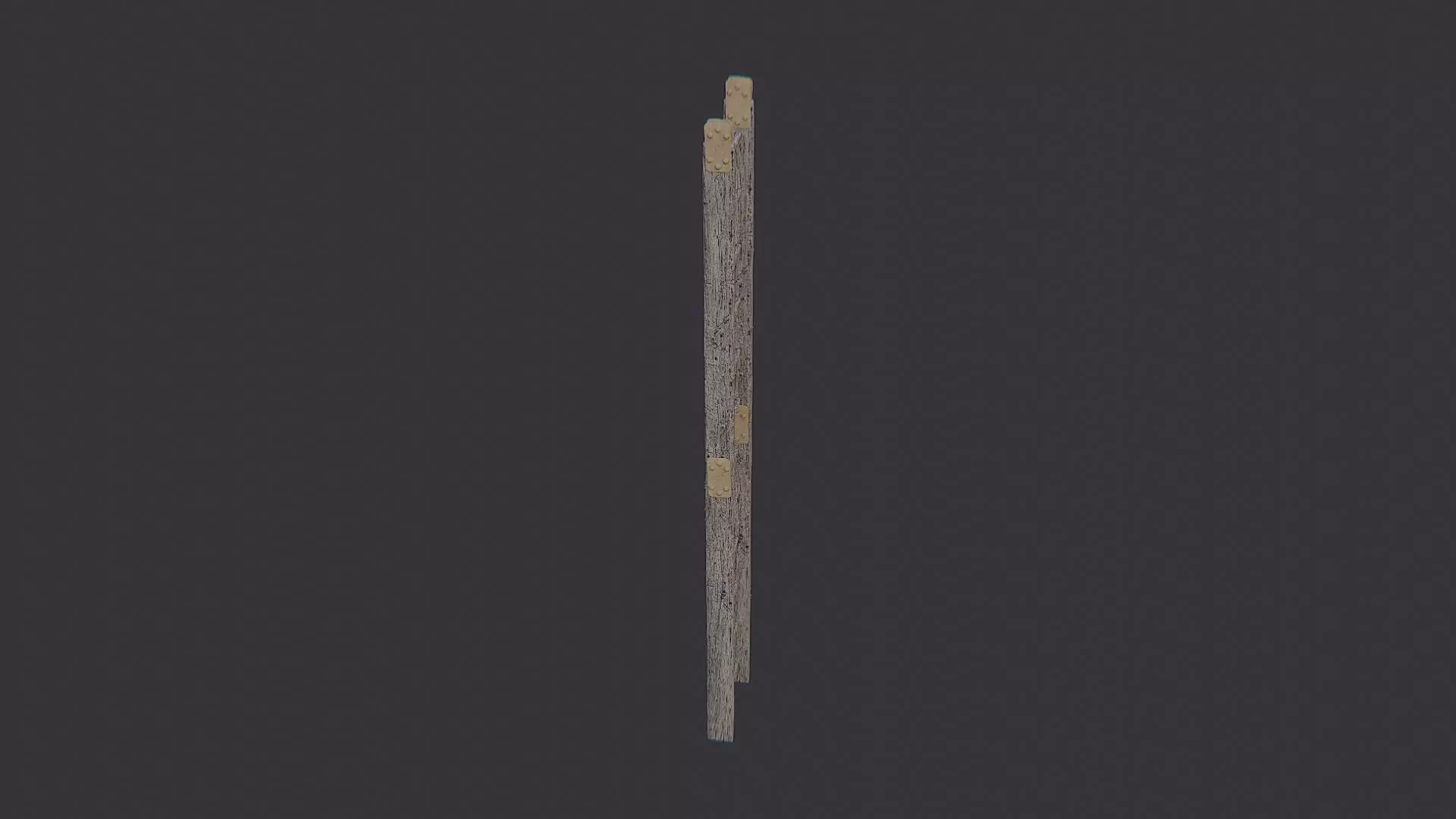 Rusty Wooden Ladder with Metal Rungs Low-poly 3D model_0