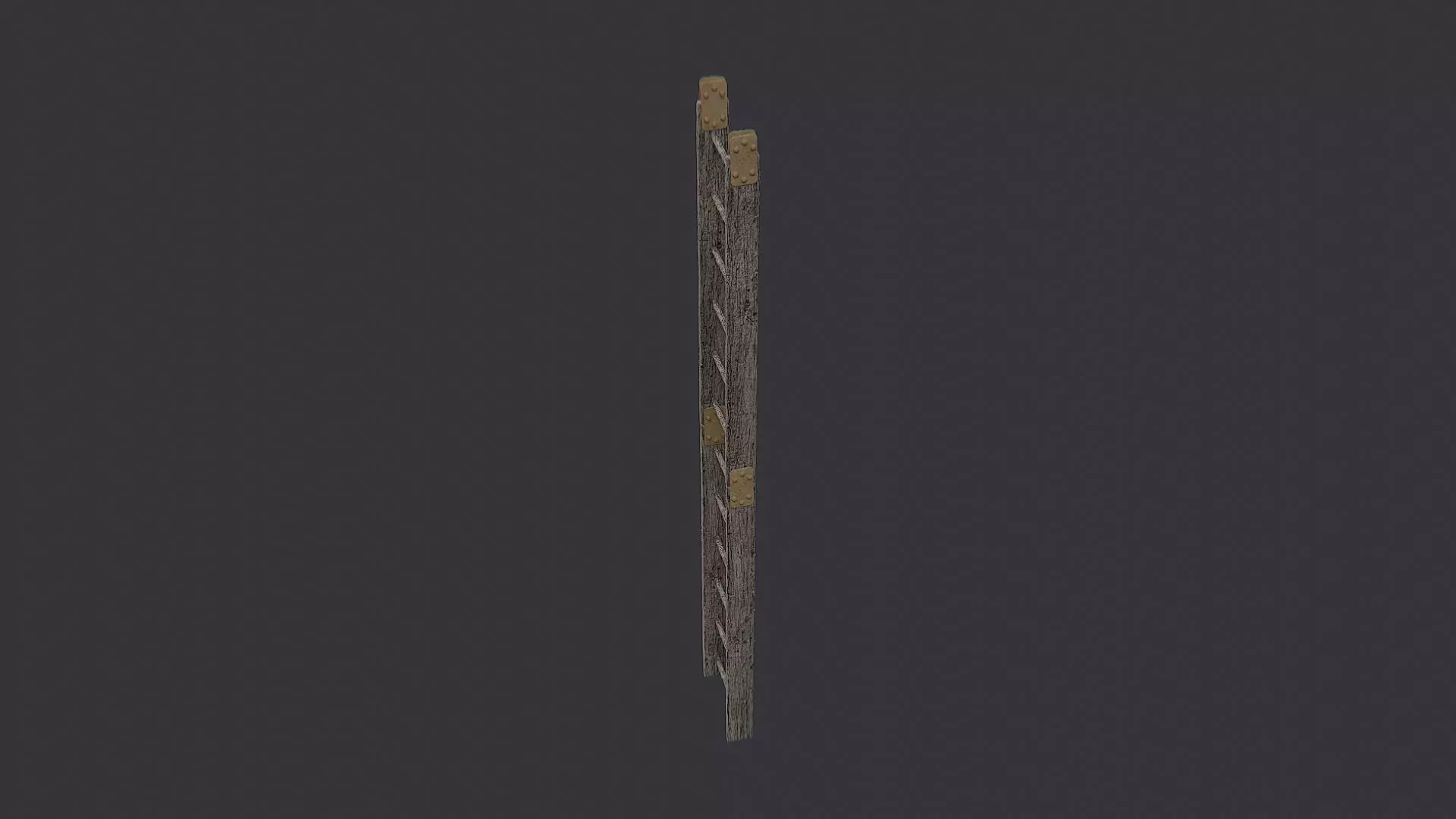 Rusty Wooden Ladder with Metal Rungs Low-poly 3D model_3