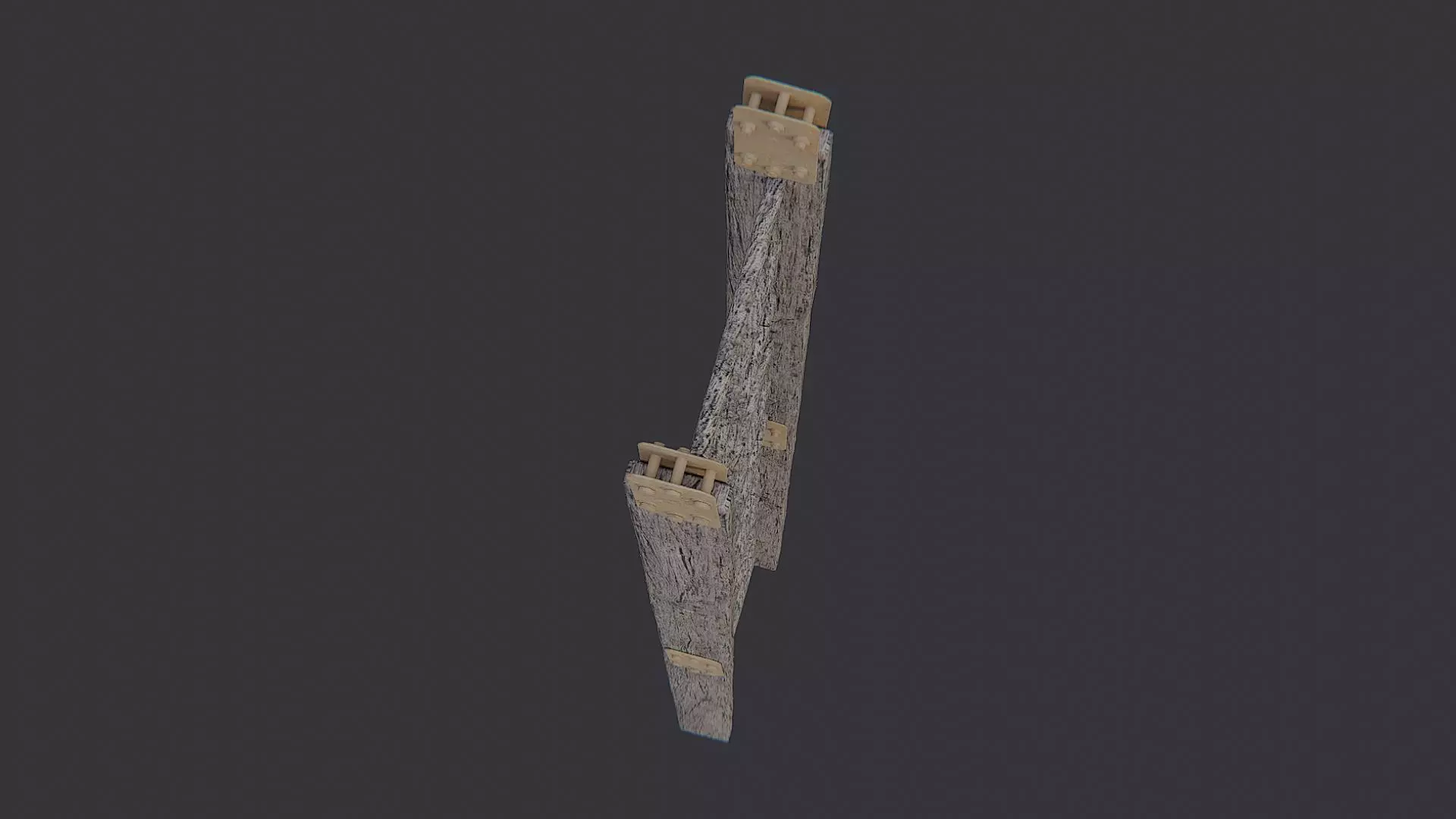 Rusty Wooden Ladder with Metal Rungs Low-poly 3D model_4