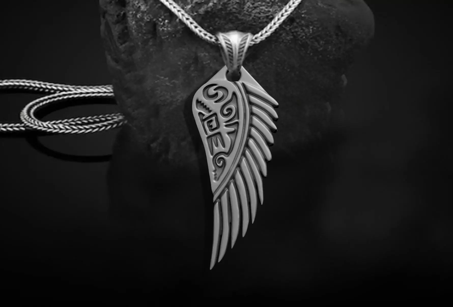 GRIFFIN WING INSCRIPTION PENDANT M02 3D print model_5