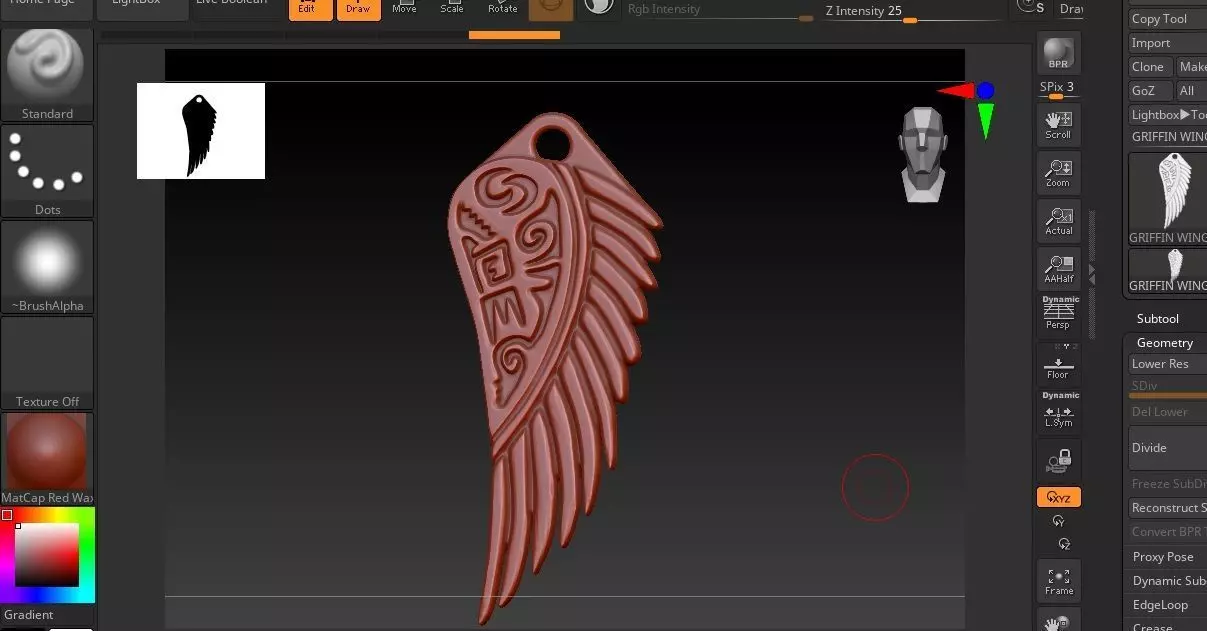 GRIFFIN WING INSCRIPTION PENDANT M02 3D print model_10