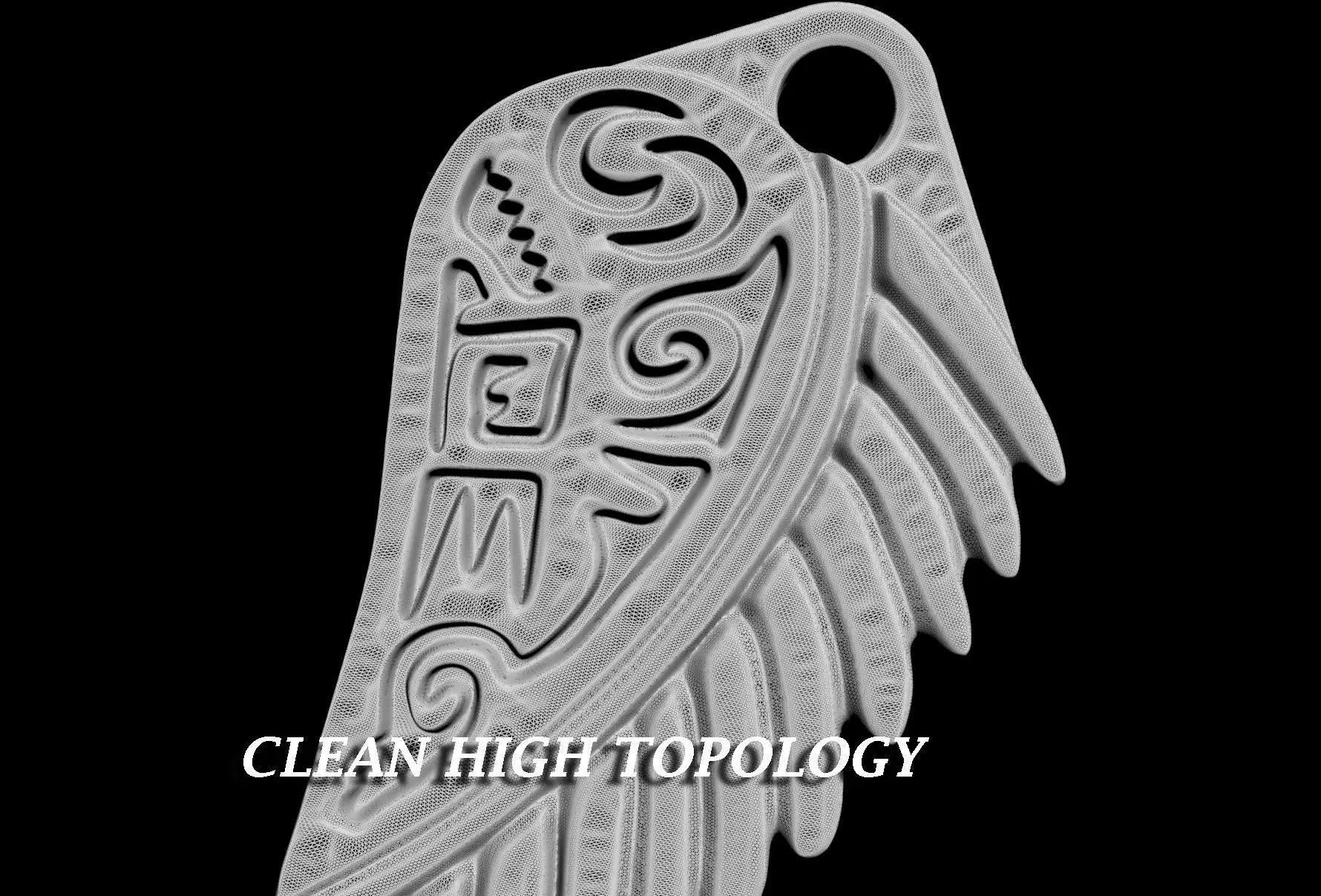 GRIFFIN WING INSCRIPTION PENDANT M02 3D print model_8