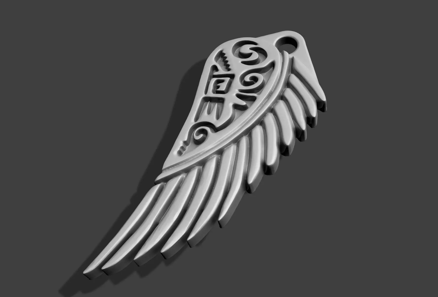 GRIFFIN WING INSCRIPTION PENDANT M02 3D print model_3