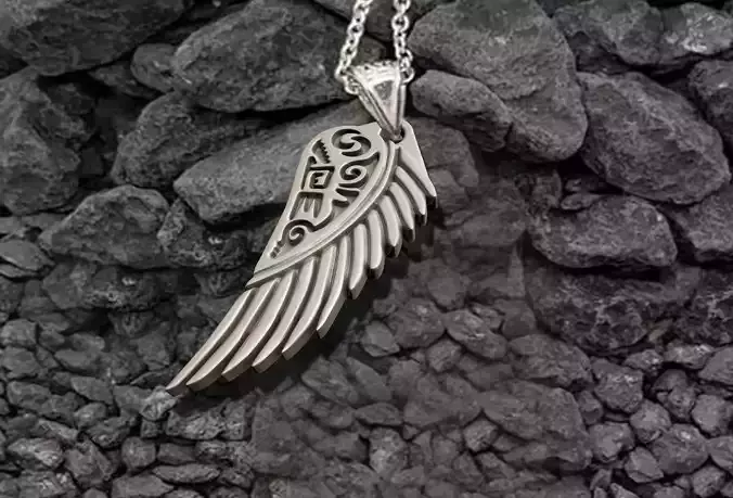 GRIFFIN WING INSCRIPTION PENDANT M02 3D print model