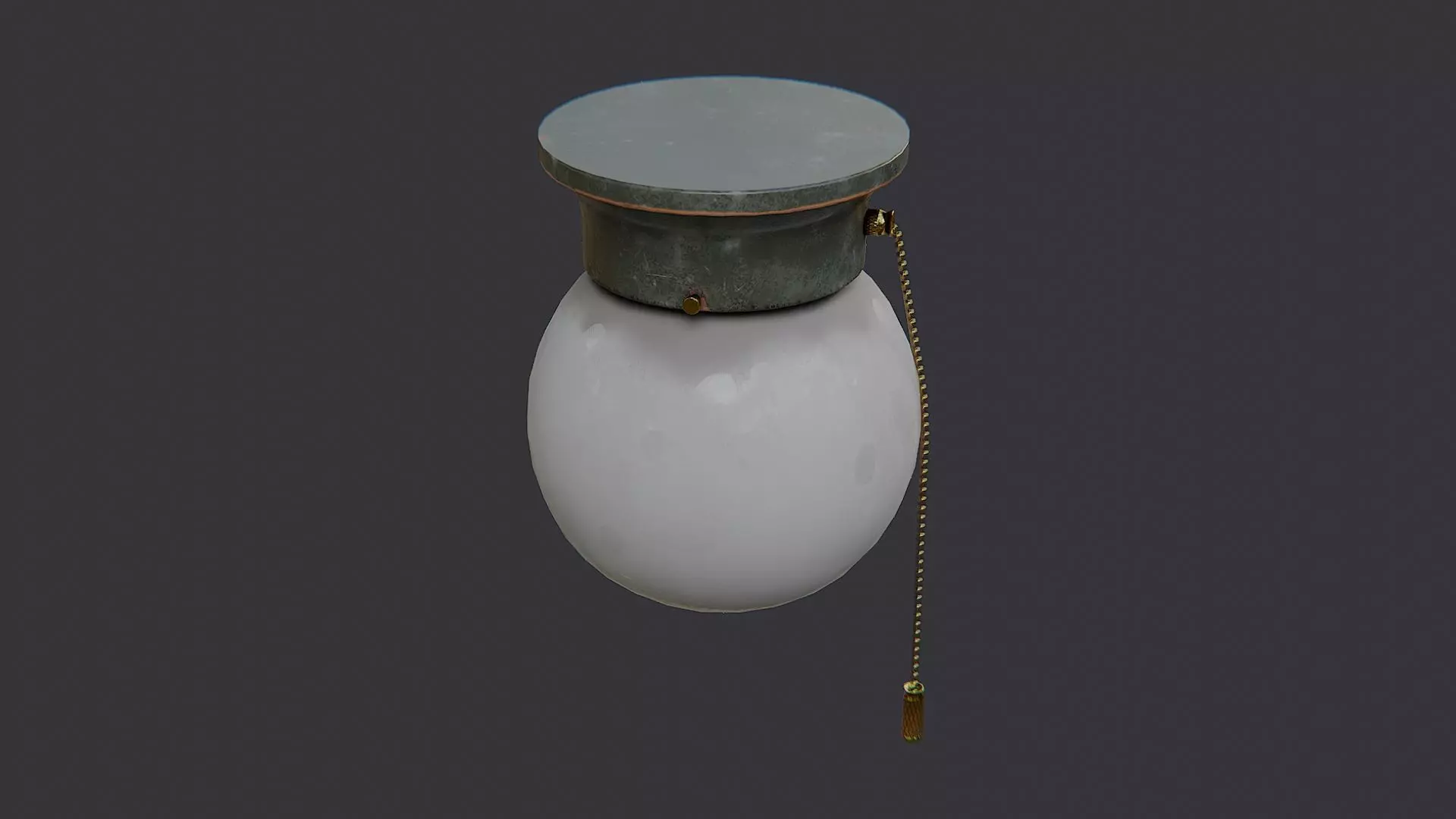 Round Ceiling Lamp with Pull Chain Low-poly 3D model_1