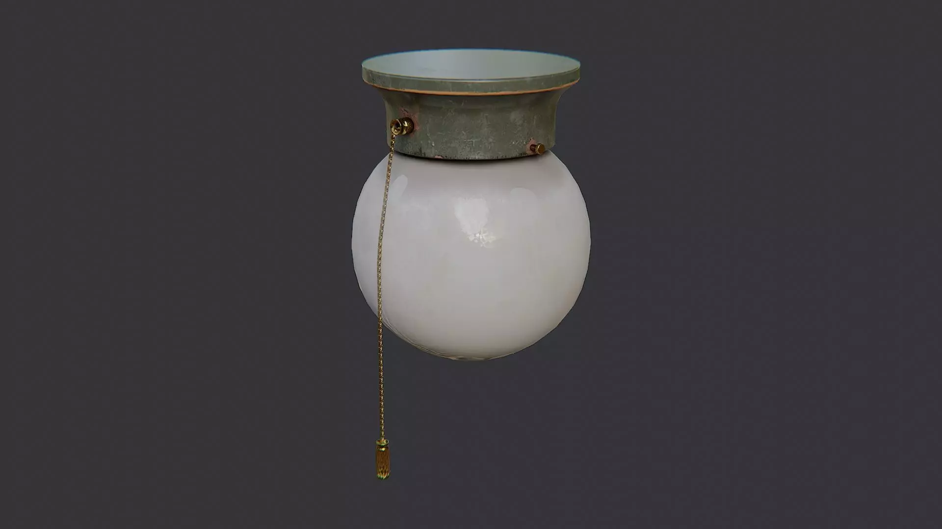 Round Ceiling Lamp with Pull Chain Low-poly 3D model_2