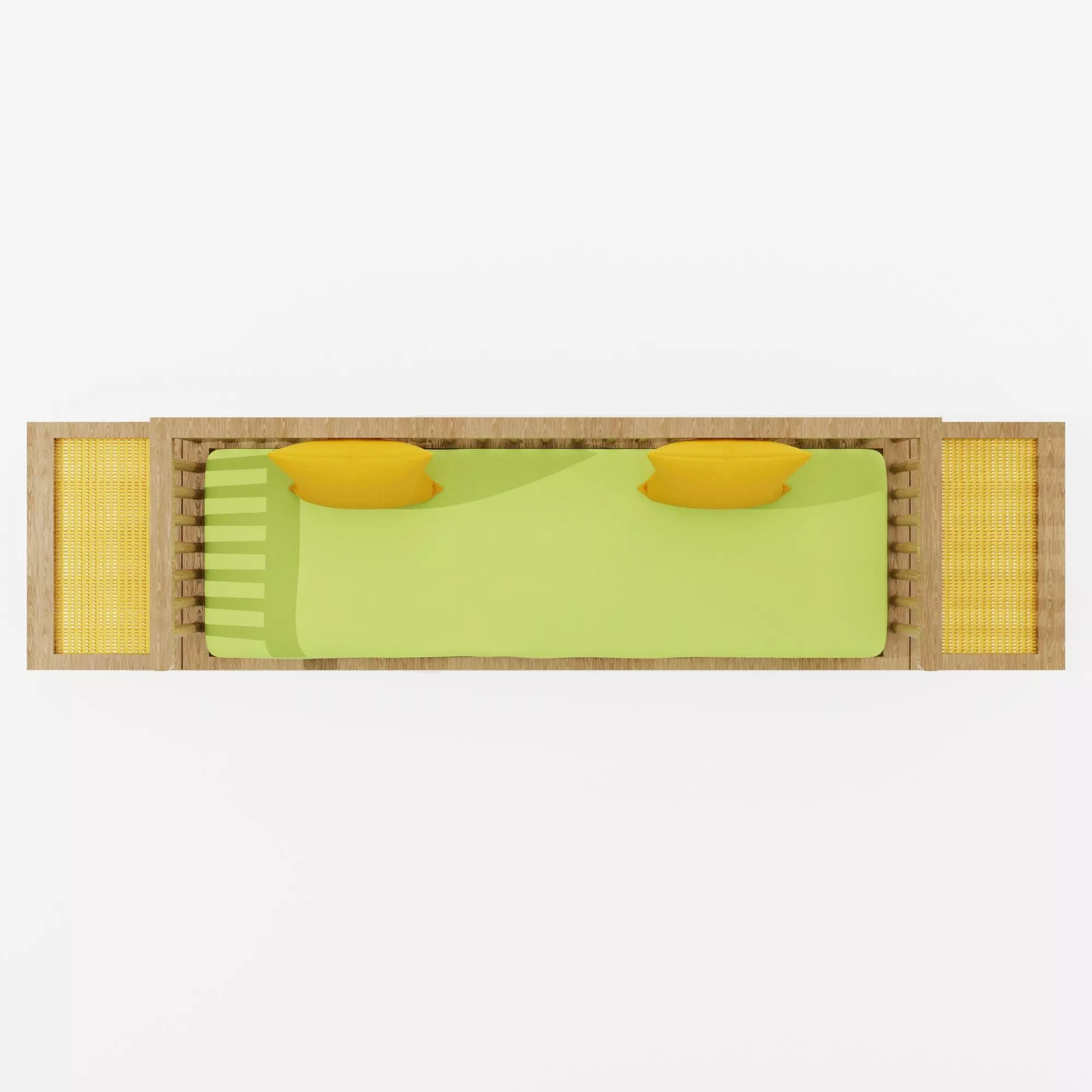 Modern Wooden Sofa Low-poly 3D model_6