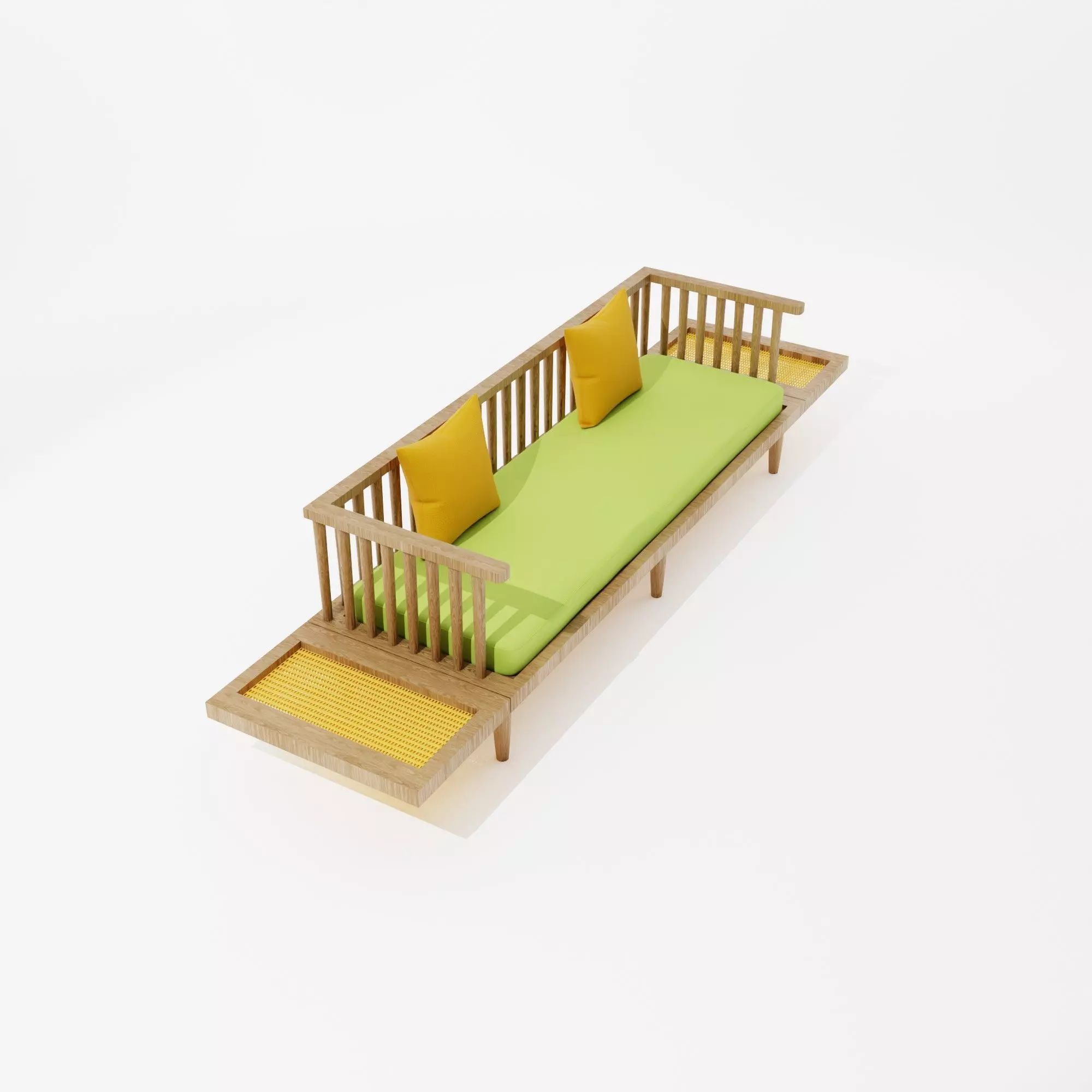 Modern Wooden Sofa Low-poly 3D model_0