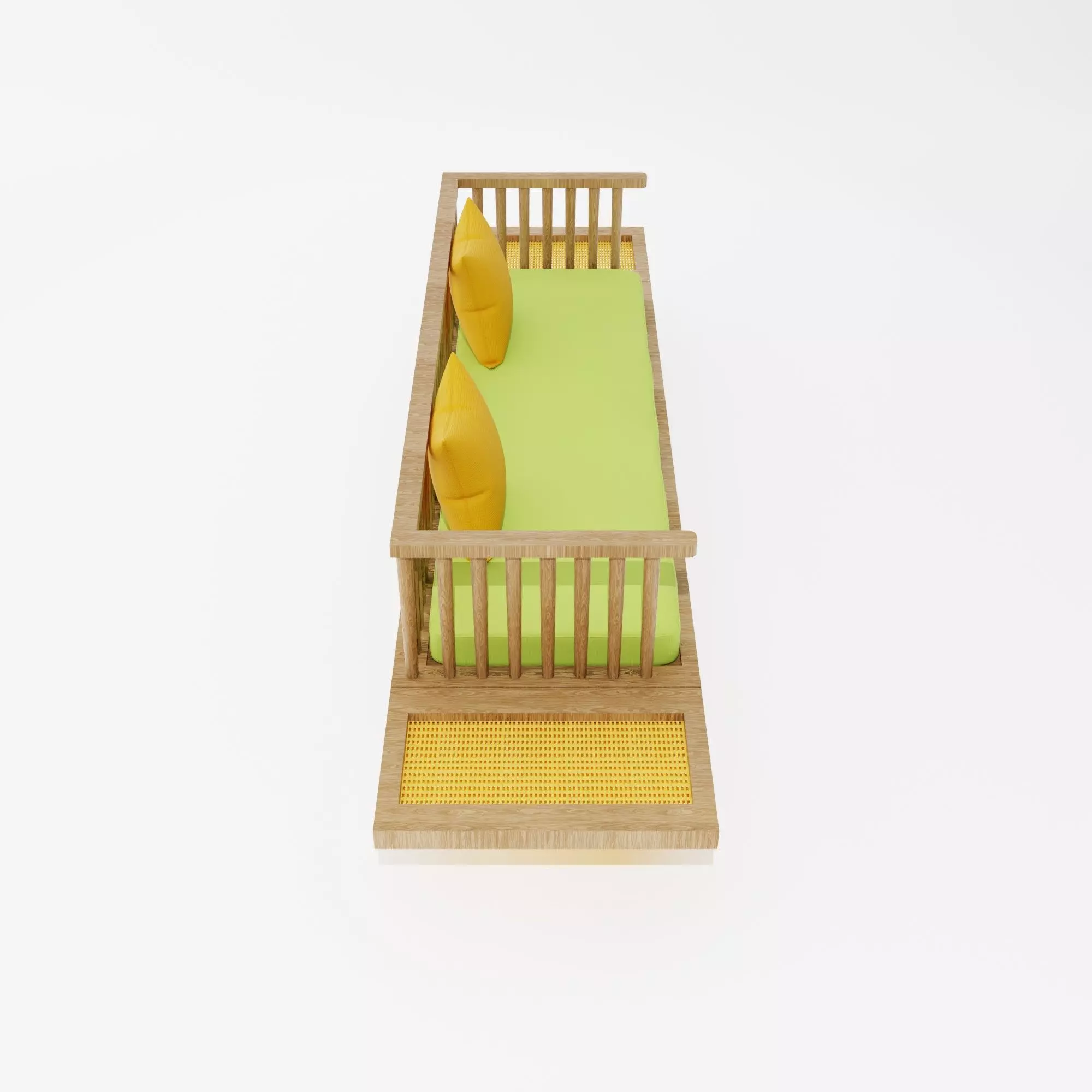 Modern Wooden Sofa Low-poly 3D model_3