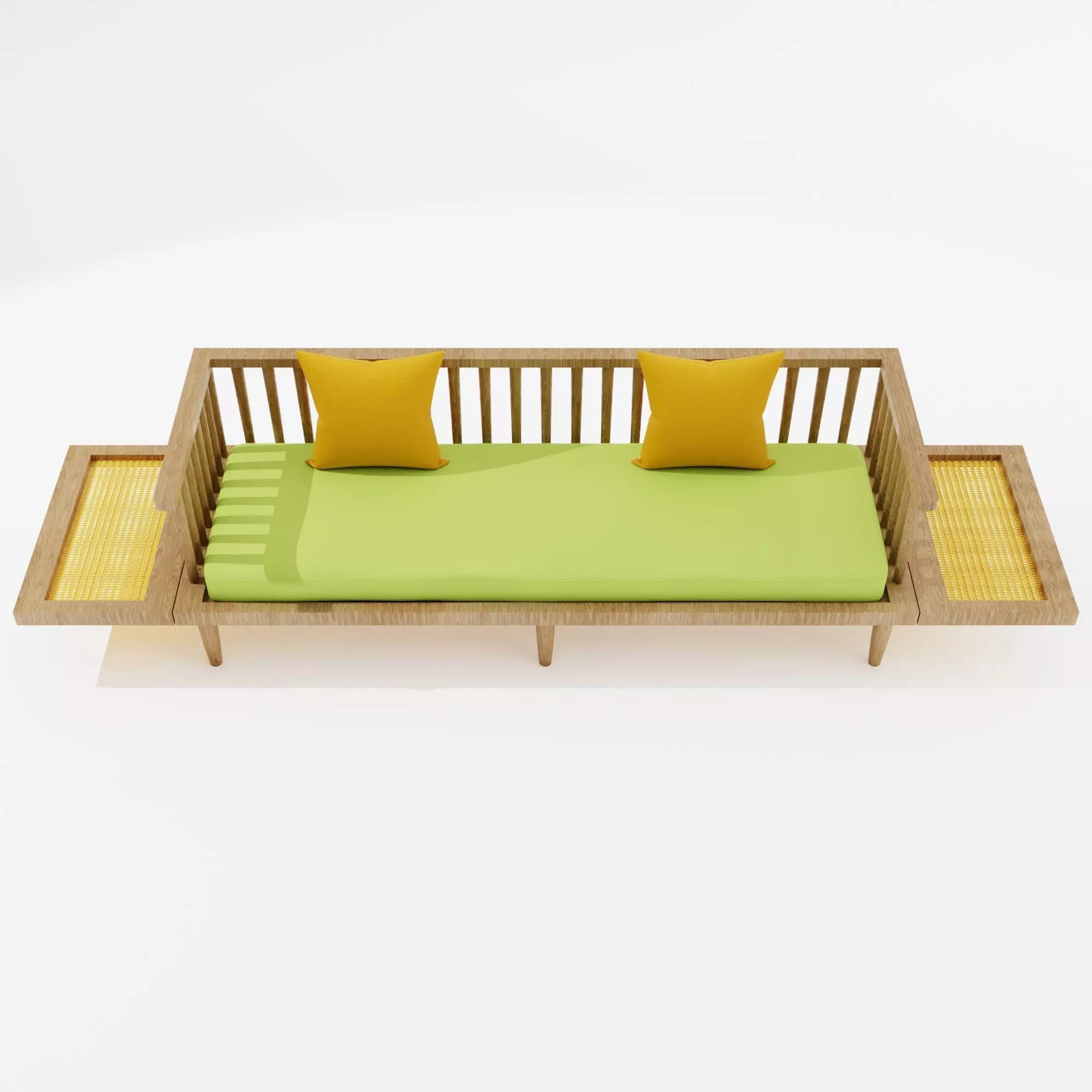 Modern Wooden Sofa Low-poly 3D model_2