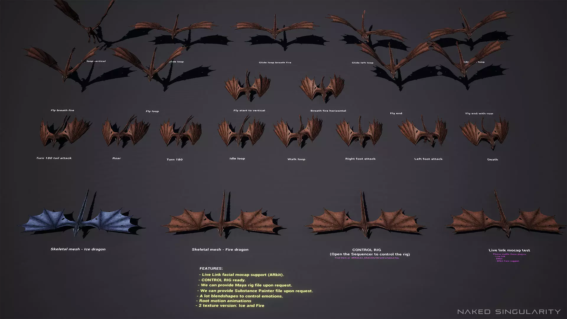 Wyvern Dragon - Fire wyvern dragon and Ice wyvern dragon Low-poly 3D model_10