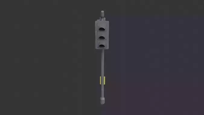 Wet Street Traffic Light on Pole