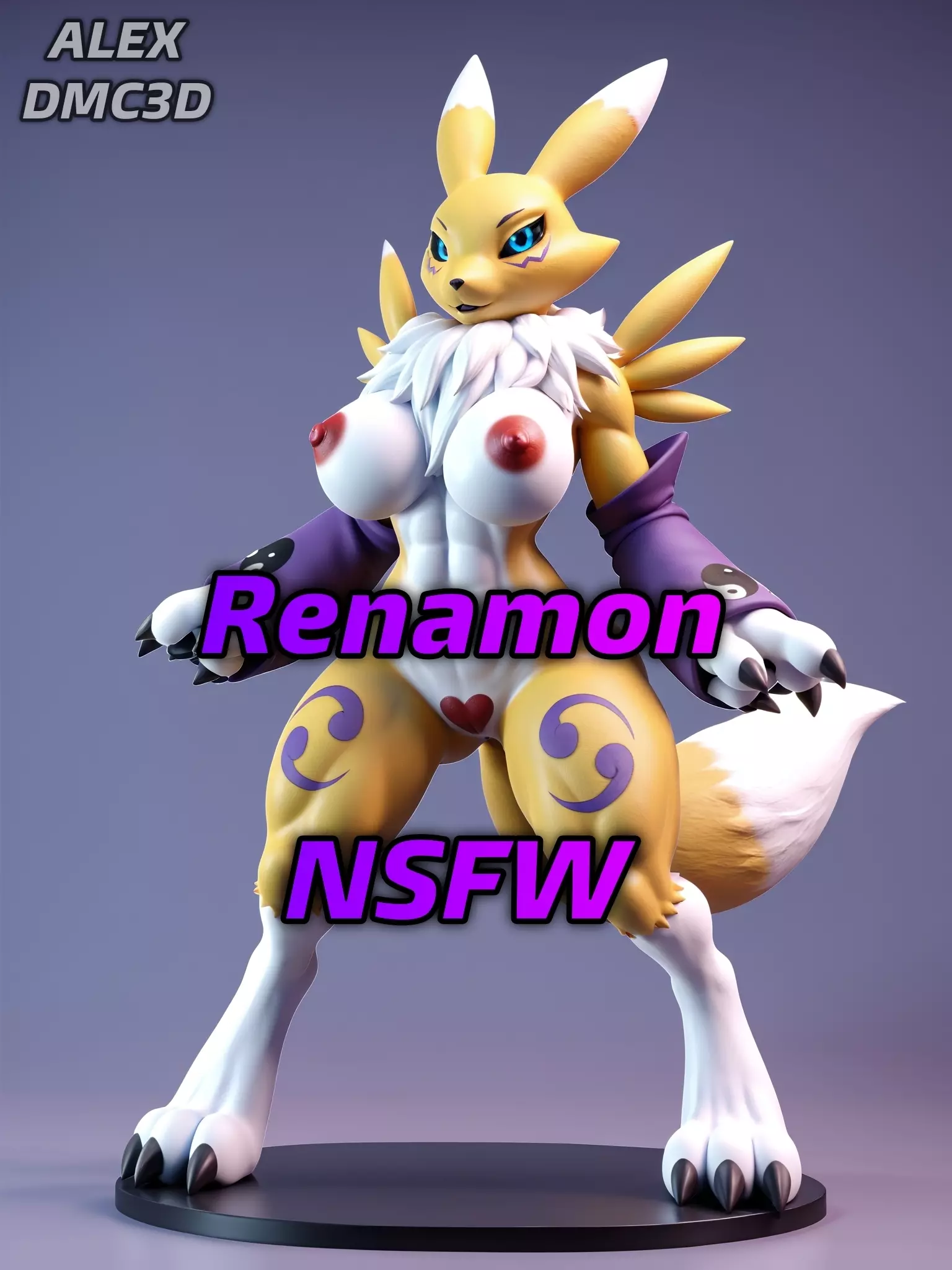 Renamon thick thighs and busty NSFW 3D print model_0