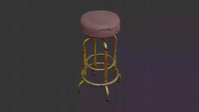 Bar Stool with Brown Cushion and Yellow Frame