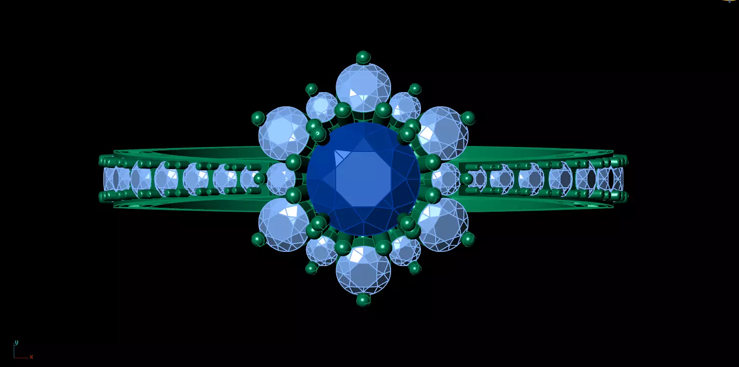 Elegant Ruby and Diamond Halo Engagement Ring 3D print model_6