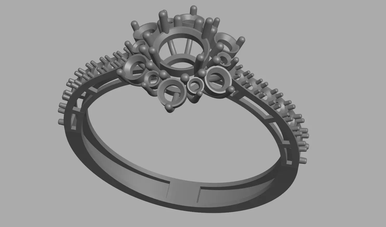 Elegant Ruby and Diamond Halo Engagement Ring 3D print model_10