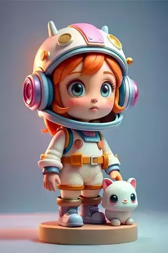 Cute Astronaut Girl Chibi Space Explorer Pet Cat Adorable Suit Low-poly 3D model Cute Astronaut Girl Chibi Space Explorer Pet Cat Adorable Suit Low-poly 3D model