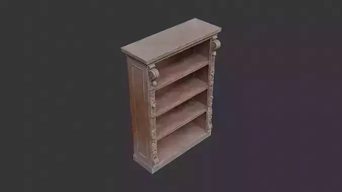 Antique Wooden Bookshelf with Carved Columns