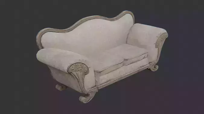 Vintage Upholstered Sofa with Curved Backrest