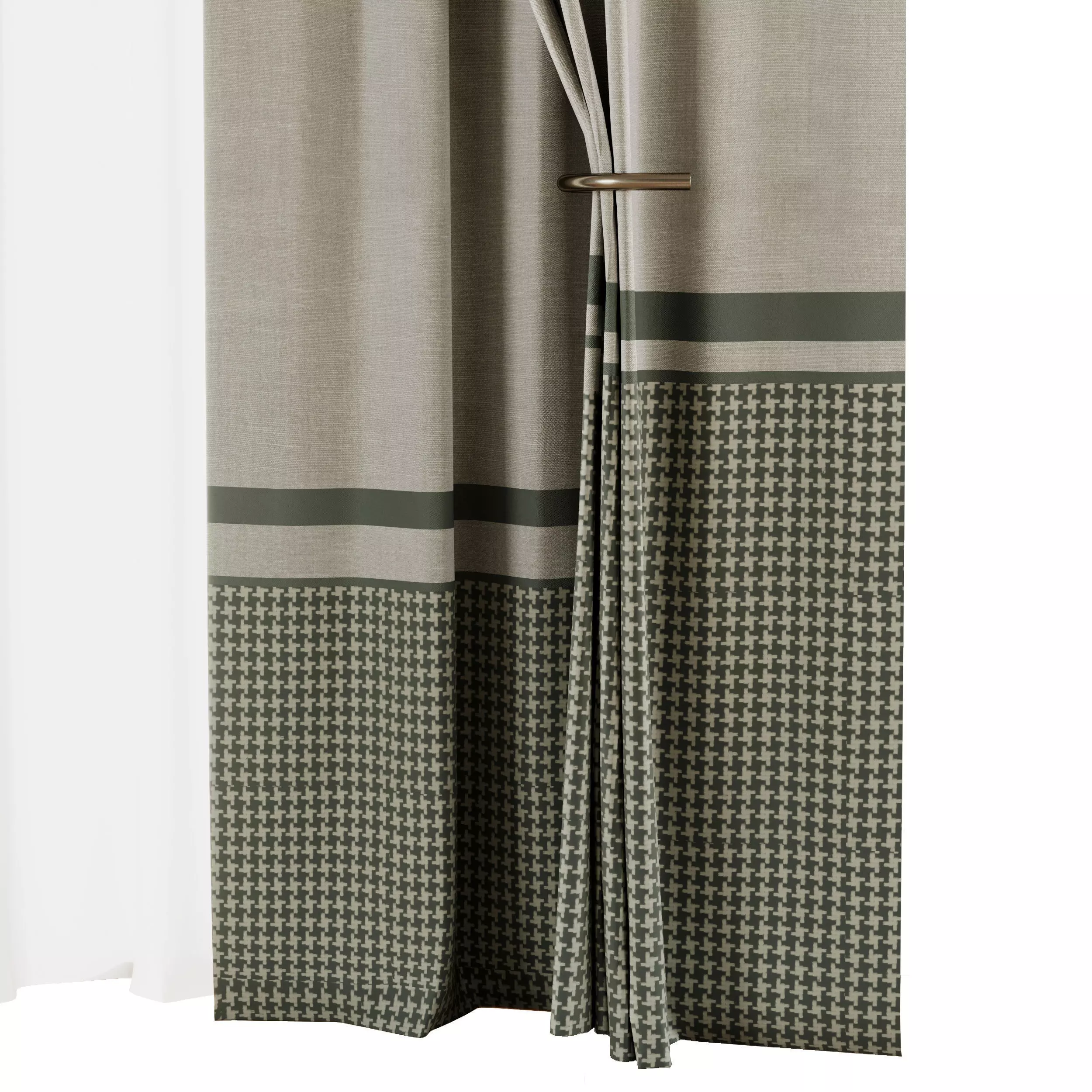 Curtain with rod 50 ptternend curtain HBH corona Low-poly 3D model_1