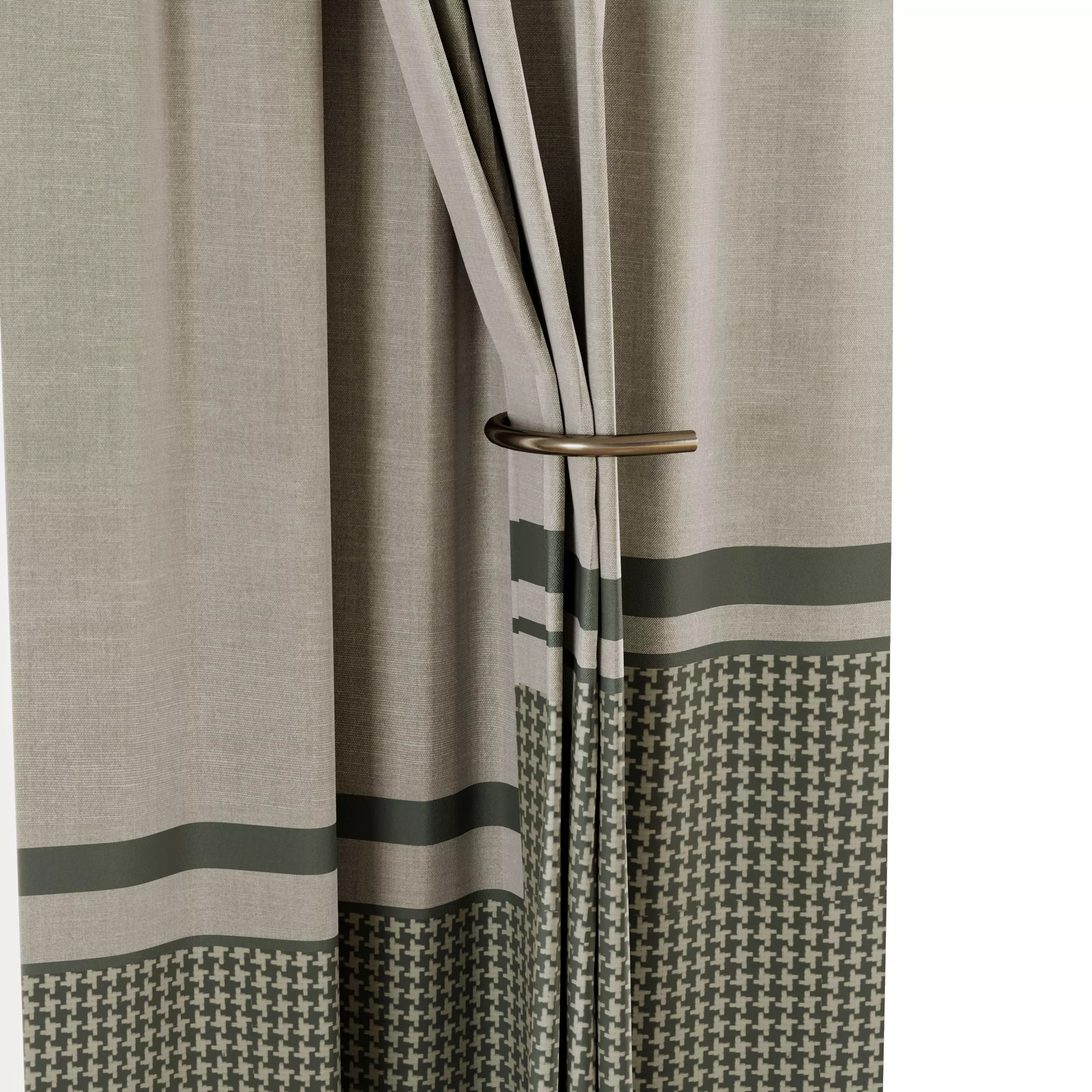 Curtain with rod 50 ptternend curtain HBH corona Low-poly 3D model_3