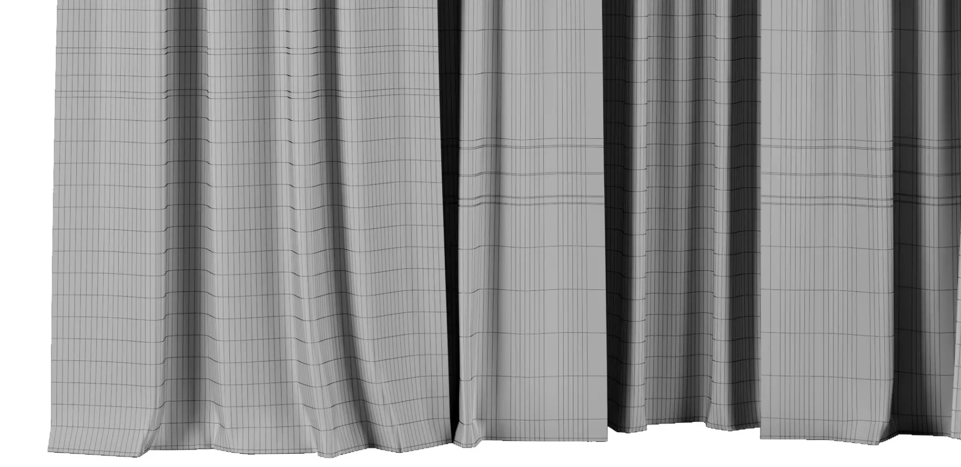 Curtain with rod 50 ptternend curtain HBH corona Low-poly 3D model_9